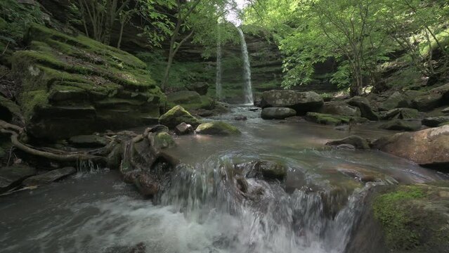 Double twin waterfall from Ozark Mountains of Arkansas