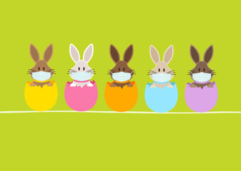 5 Osterhasen Maske In Eierschalen Karte Grün