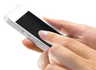 Hands Using iPhone with Black Screen