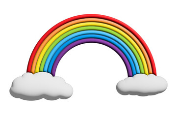 3d rainbow and clouds, Colorful 3d rainbow in bright colors with clouds