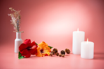 キャンドルとハイビスカス