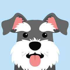 Cute miniature schnauzer dog flat design, vector illustration
