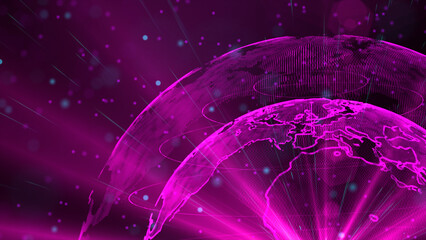 Digital purple planet of Earth, 3D animation