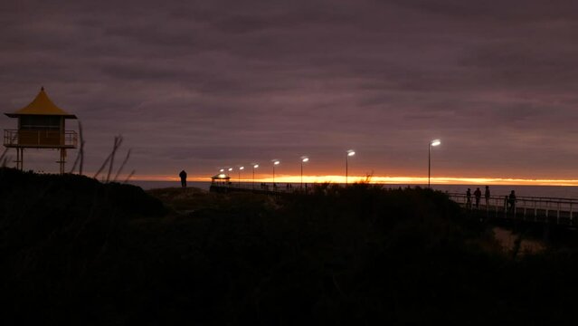 Semaphore Jetty Sunset over Ocean over Semaphore Jetty View of Sunset