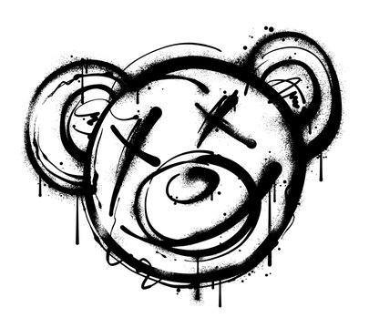 graffiti teddy bear illustration in street art style