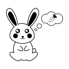 Rabbit thinking about carrots