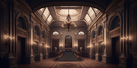 Obraz premium Empty big palace room, luxurious room with natural lights generative ai