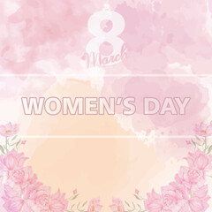 Women's Day Watercolor flowers on white watercolor paper,modern watercolor vector illustration