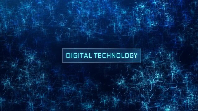 Digital Technology concept over glitch neural network background. Concept of Digital Technology over abstract computer networks.
