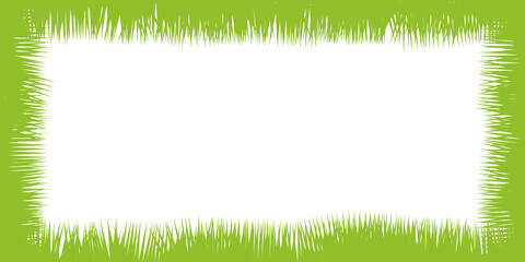 Big transparent png frame of green grass at the border for topics like garden, nature, environment with a lot of white space for your content