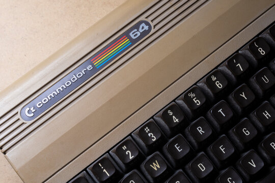 Detail of the keyboard of a Commodore 64, a home computer marketed from 1982 to 1994