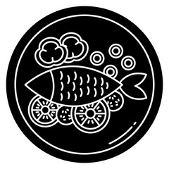 Outlined Fish dish icon