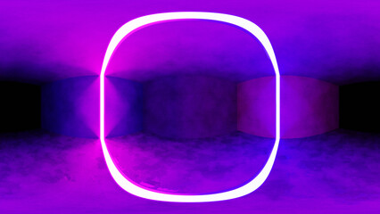 HDRI 360 panorama of abstract room with perimetr light. 3D render