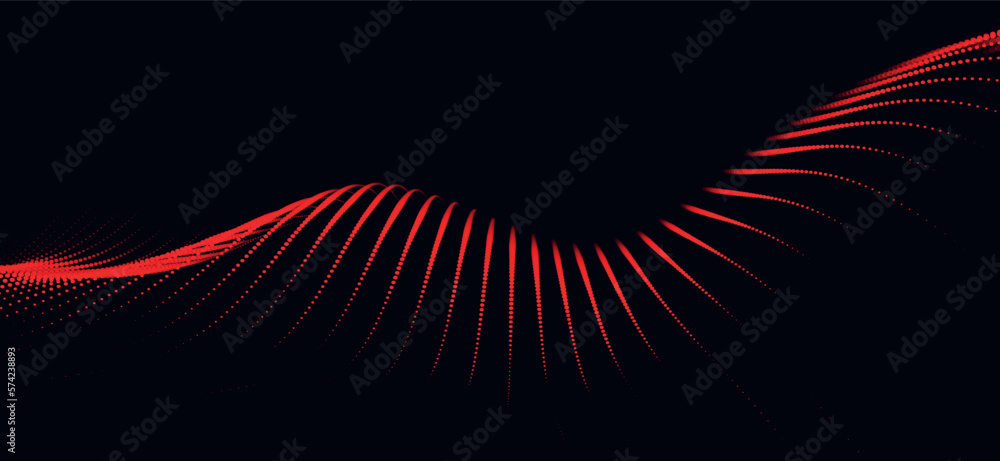 Poster abstract digital particle wave. futuristic dotted wave. technology background vector. vector illustr
