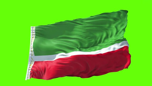 Green screen Chechen Republic flag video