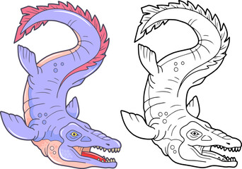 prehistoric dinosaur mosasaurus, illustration design