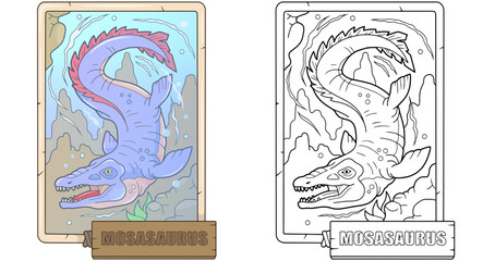 prehistoric dinosaur mosasaurus, illustration design - 574241222