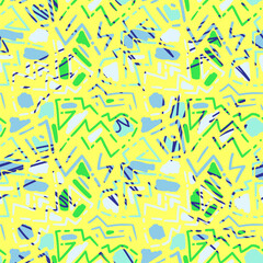 Abstract seamless hand drawn artwprk with wave chaotic lines and spots