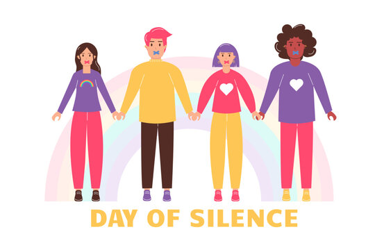 LGBT Day of Silence. A group of men and women holding hands