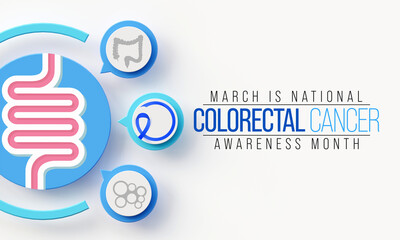 Colorectal Cancer awareness month is observed every year in March, is a disease in which cells in the colon or rectum grow out of control. Sometimes it is called colon cancer. 3D Rendering