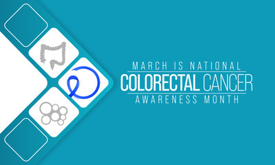 Colorectal Cancer awareness month is observed every year in March, is a disease in which cells in the colon or rectum grow out of control. Sometimes it is called colon cancer. Vector illustration