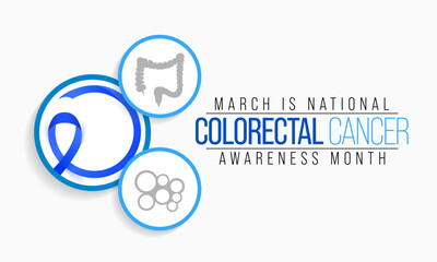 Colorectal Cancer awareness month is observed every year in March, is a disease in which cells in the colon or rectum grow out of control. Sometimes it is called colon cancer. Vector illustration