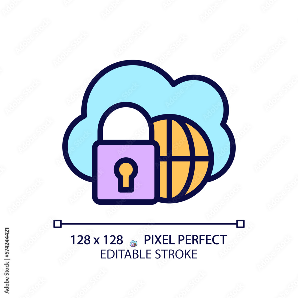 Poster hybrid cloud pixel perfect rgb color icon. private and public server combination. internet resources