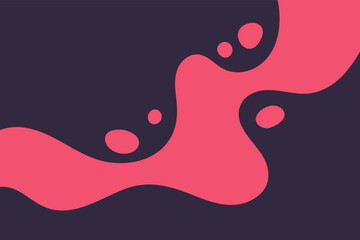 Abstract pink splash on black background. Dynamic, smooth wavy shapes decorative illustration.