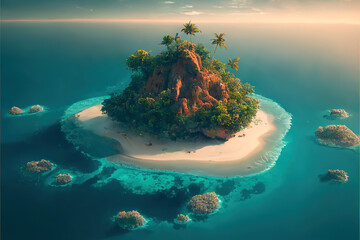 Remote desert island, a concept of isolation in the ocean