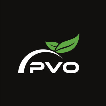 PVO letter nature logo design on black background. PVO creative initials letter leaf logo concept. PVO letter design.