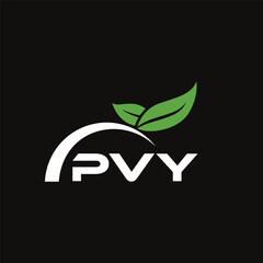 PVY letter nature logo design on black background. PVY creative initials letter leaf logo concept. PVY letter design.
