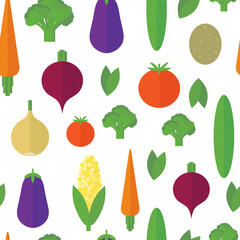 Seamless pattern with fresh vegetables in flat style