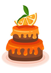 Orange cake isolated on white