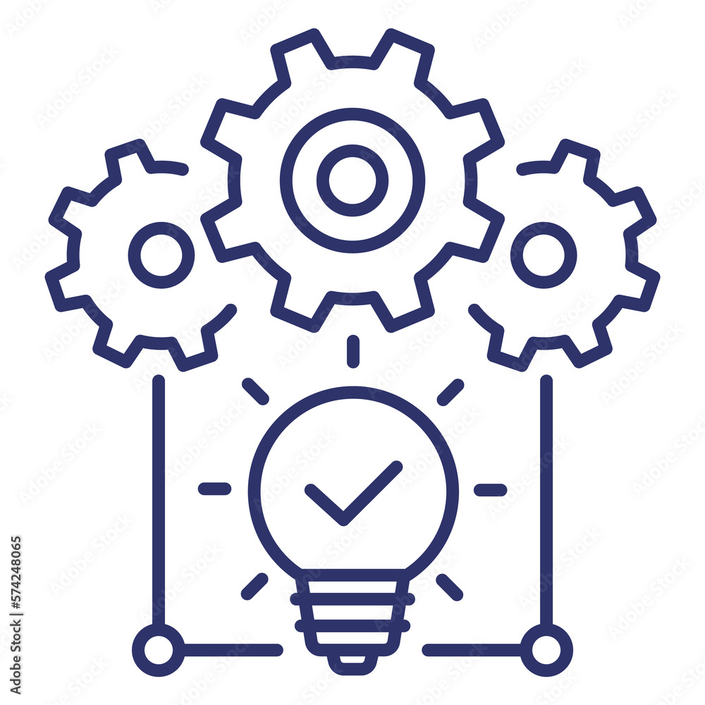 Poster idea execution line icon on white