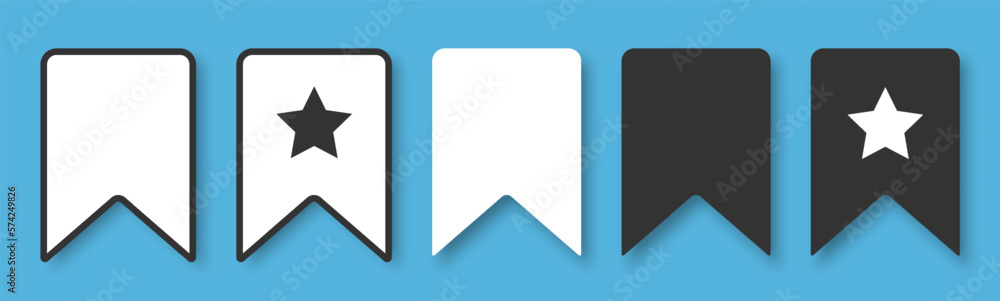 Poster a set of favorites icons on a blue background. bookmarks in a linear style. vector eps10.