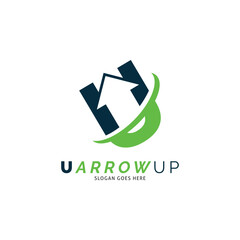 Initial Letter U Arrow Up Icon Vector Logo Template Illustration Design
