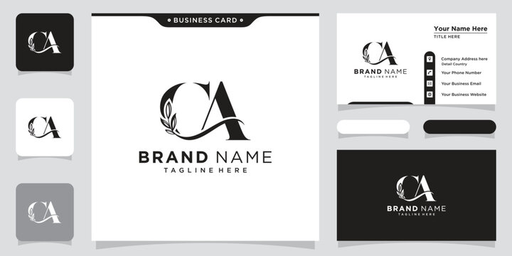 CA or AC Letter Logo Design Template Vector with business card design