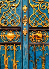 Blue and gold door.