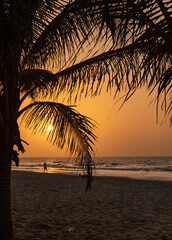 Sunset at the beach  in The Gambia , Africa