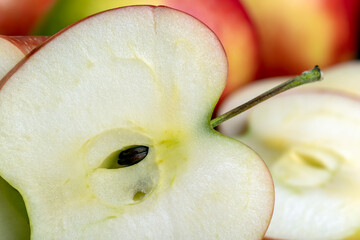 Sliced apple on a chopping board, close up