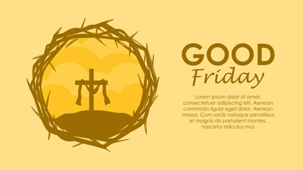 good friday banner template on yellow background