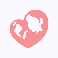 Fototapeta premium Woman holding a cat with her arm in heart shaped silhouette 