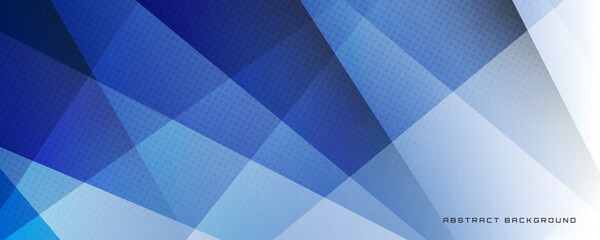 Fototapeta premium 3D blue white geometric abstract background overlap layer on bright space with halftone decoration. Simple graphic design element cutout effect style concept for banner, flyer, card, or brochure cover