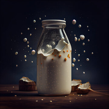 glass of milk on a dark background