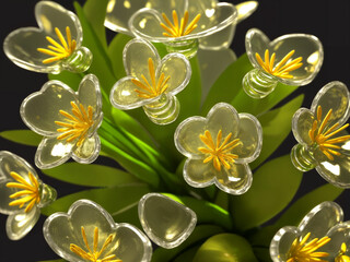 Bouquet of flowers made of glass