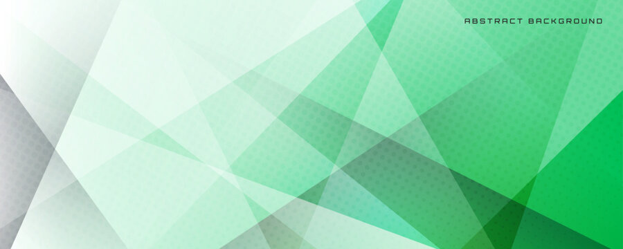 3D green white geometric abstract background overlap layer on bright space with halftone decoration. Simple graphic design element cutout style concept for banner, flyer, card, or brochure cover