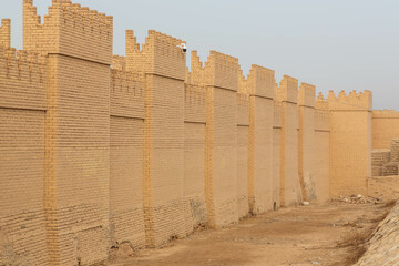 Babylon great walls restored by Saddam Houssein. Babylon, Iraq