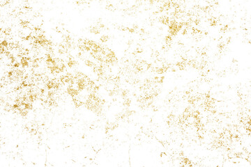 Fototapeta na wymiar Gold splashes Texture. Grunge golden background pattern of cracks, scuffs, chips, stains, ink spots, lines on transparent background PNG file