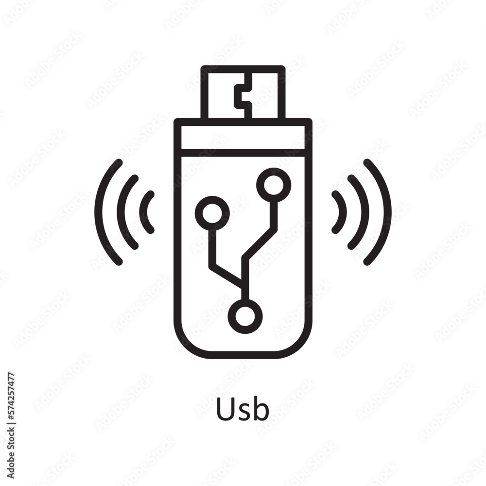 Poster usb vector outline icon design illustration. communication symbol on white background eps 10 file
