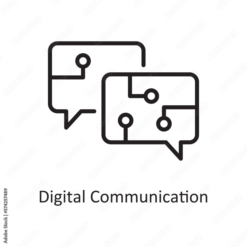 Poster digital communication vector outline icon design illustration. communication symbol on white backgro